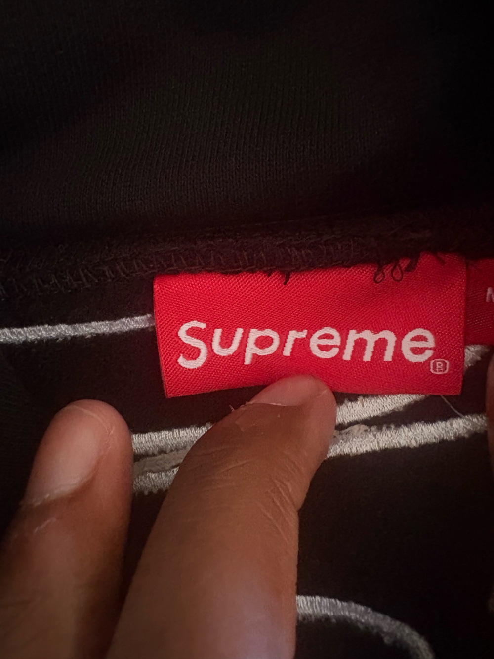 Black supreme satin applique hoodie - Picture 3 of 4